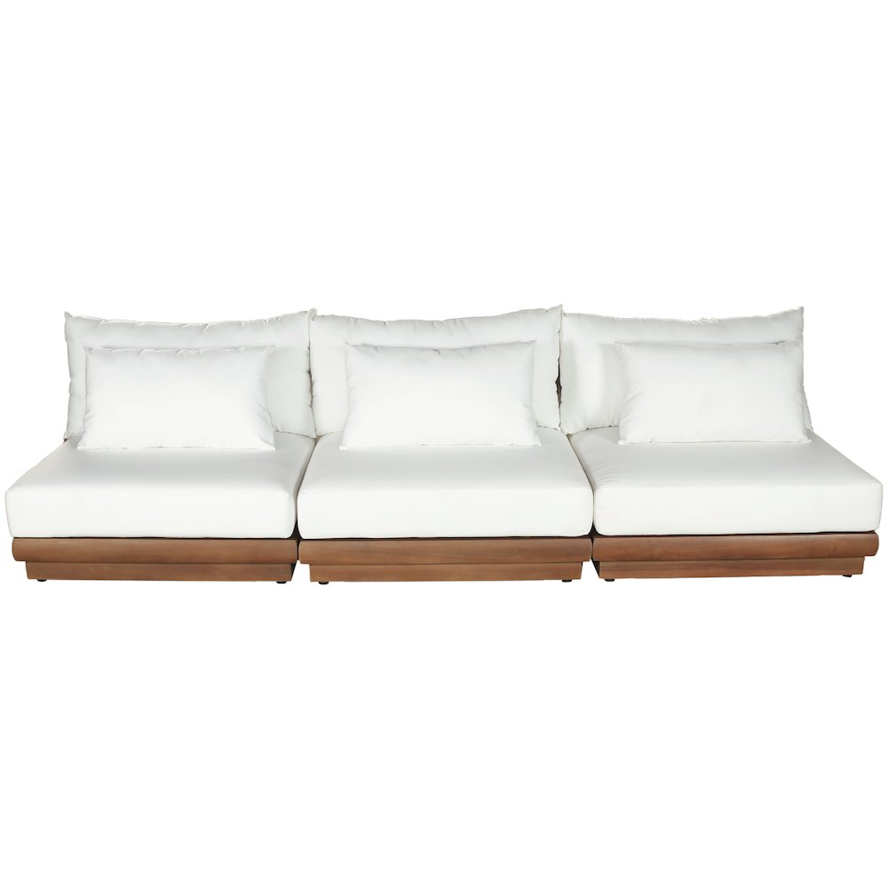 Mirella 111" White Water Resistant Fabric 3pc Patio Sofa. Picture 3