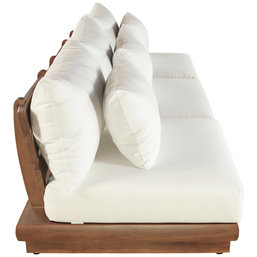 Mirella 111" White Water Resistant Fabric 3pc Patio Sofa. Picture 4