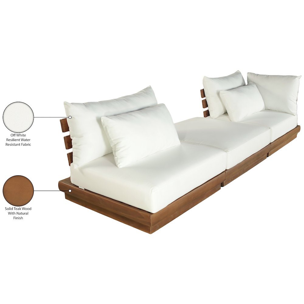 Mirella 112" White Water Resistant Fabric 3pc Patio Sofa. Picture 8