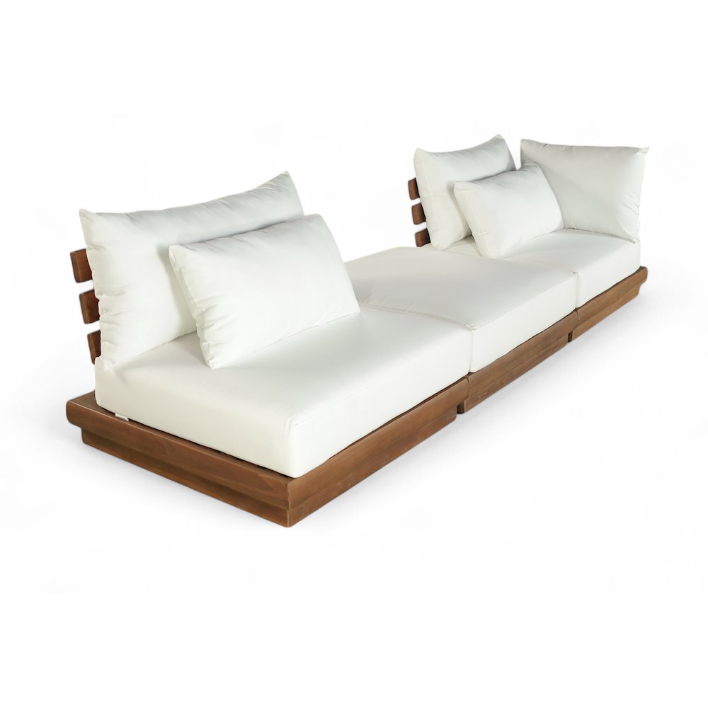 Mirella 112" White Water Resistant Fabric 3pc Patio Sofa. Picture 1