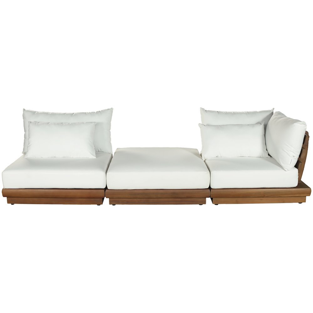 Mirella 112" White Water Resistant Fabric 3pc Patio Sofa. Picture 3