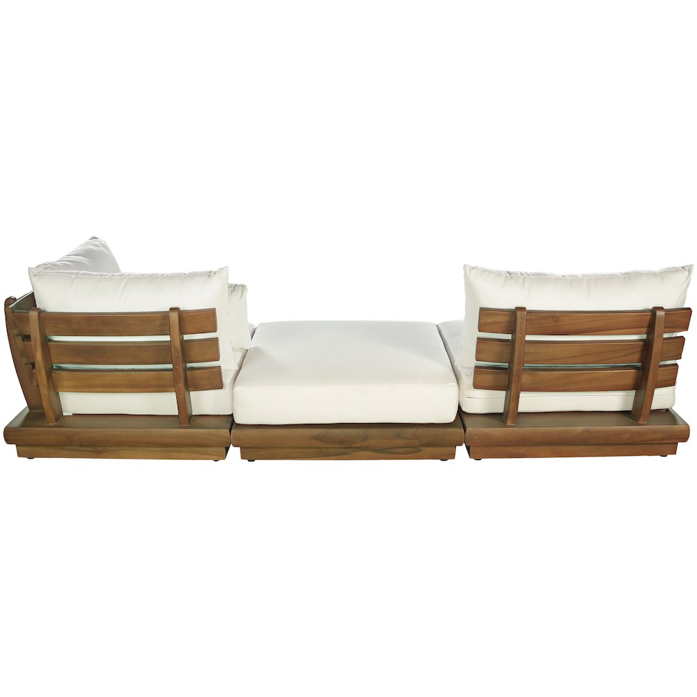 Mirella 112" White Water Resistant Fabric 3pc Patio Sofa. Picture 5