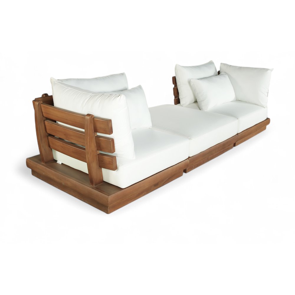 Mirella 113" White Water Resistant Fabric 3pc Patio Sofa. Picture 1