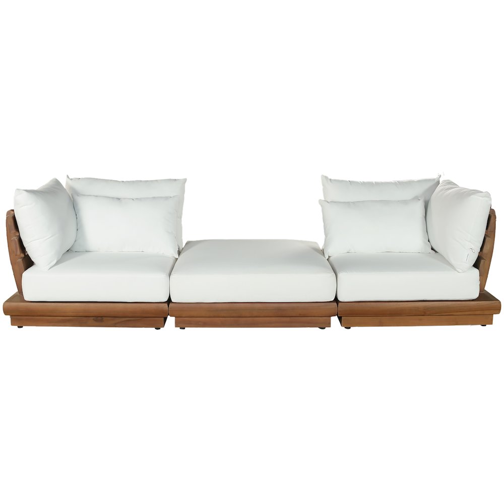 Mirella 113" White Water Resistant Fabric 3pc Patio Sofa. Picture 3