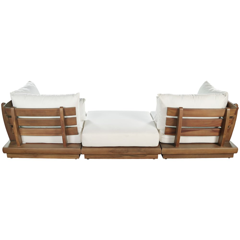 Mirella 113" White Water Resistant Fabric 3pc Patio Sofa. Picture 5