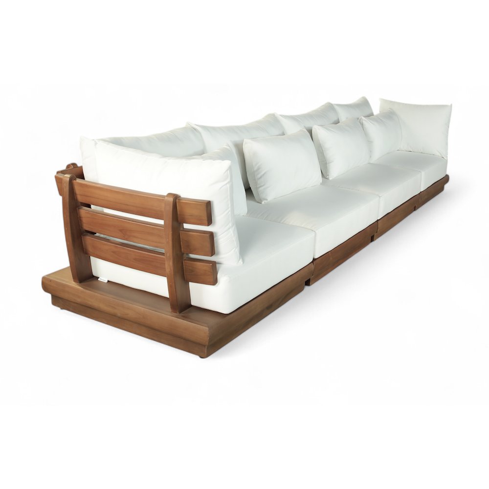 Mirella 150" White Water Resistant Fabric 4pc Patio Sofa. Picture 1