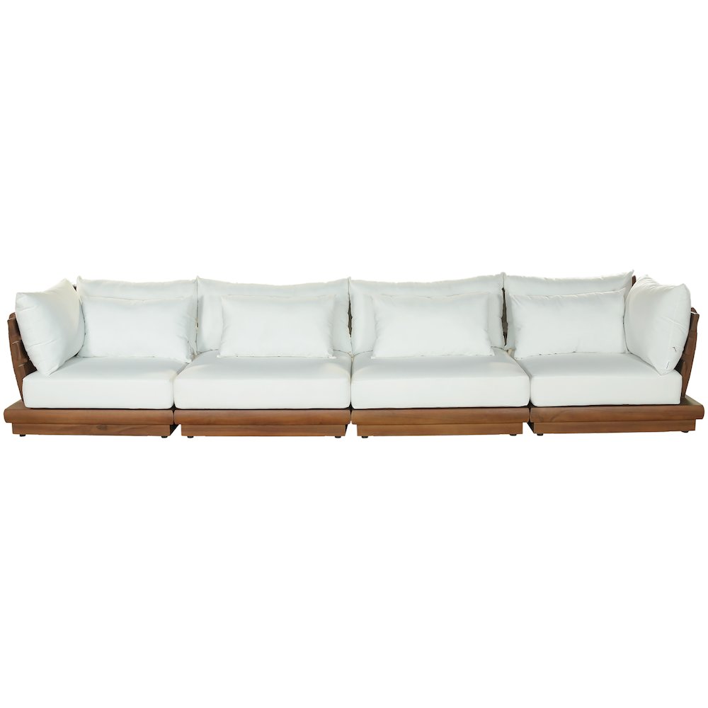 Mirella 150" White Water Resistant Fabric 4pc Patio Sofa. Picture 3