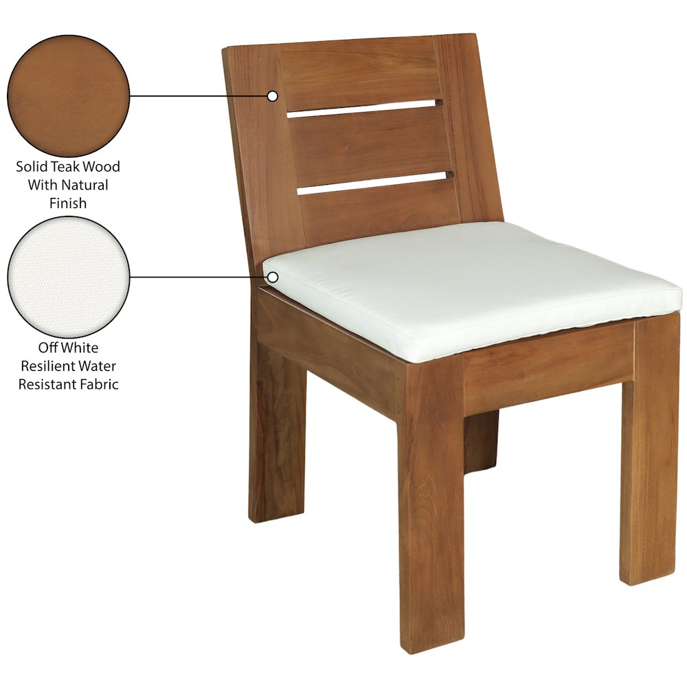 Mirella White Water Resistant Fabric Upholstered Outdoor Patio Dining Side Chair. Picture 10