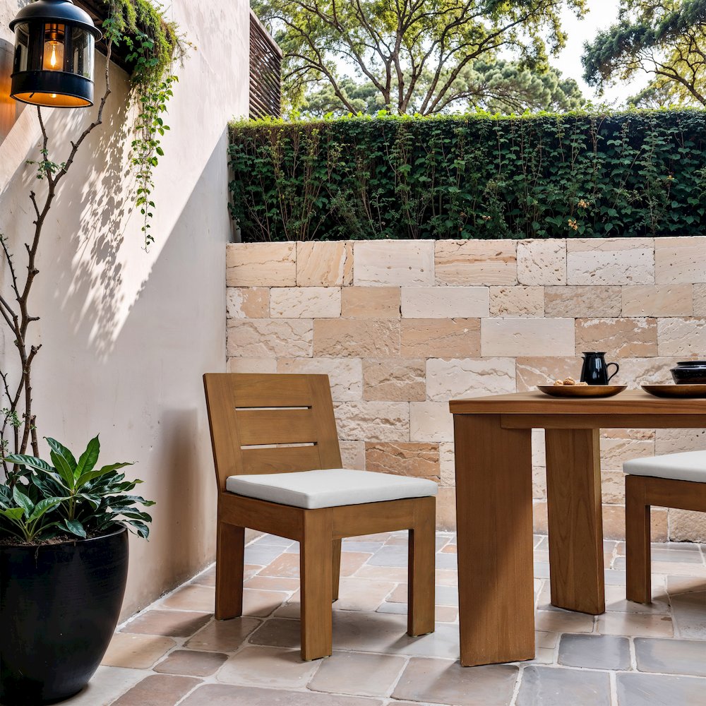 Mirella White Water Resistant Fabric Upholstered Outdoor Patio Dining Side Chair. Picture 2