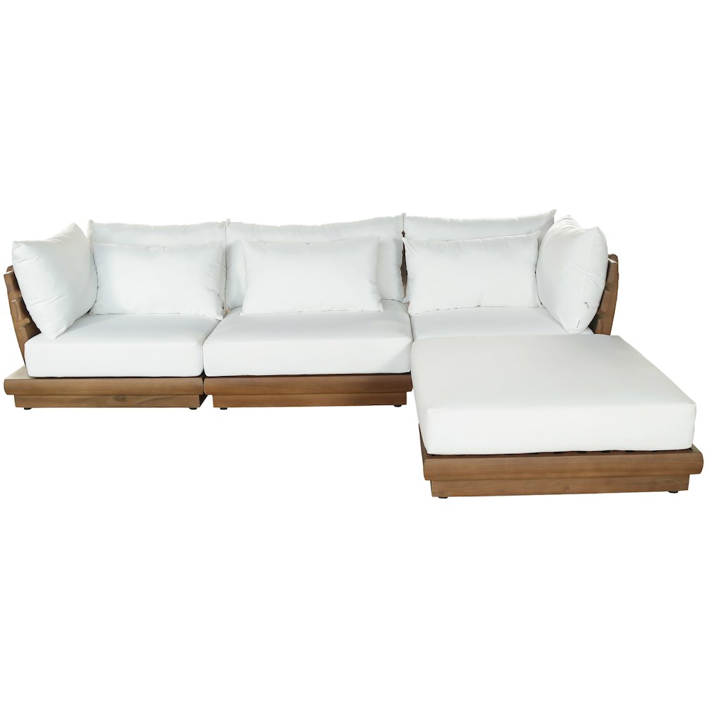 Mirella 113" White Water Resistant Fabric 4pc Patio Sectional. Picture 3