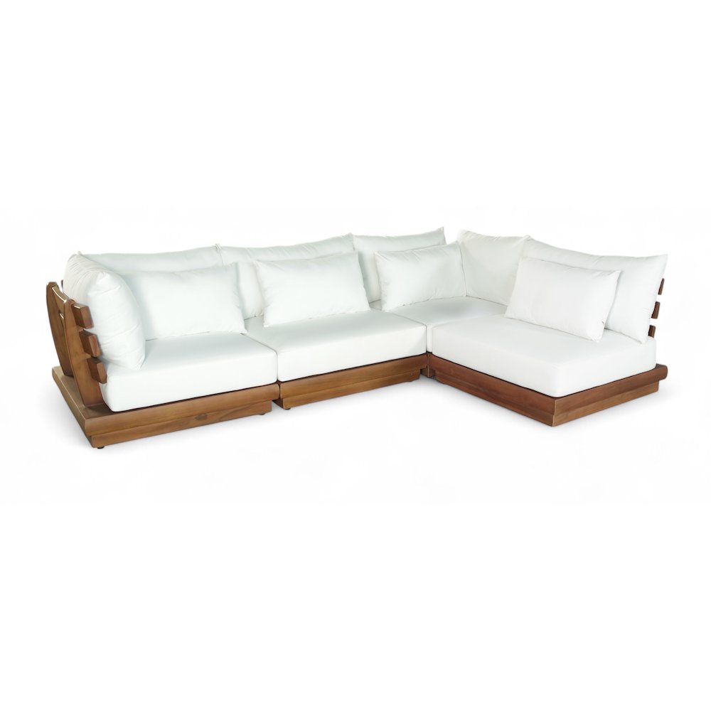 Mirella 113" White Water Resistant Fabric 4pc Patio Sectional. Picture 1