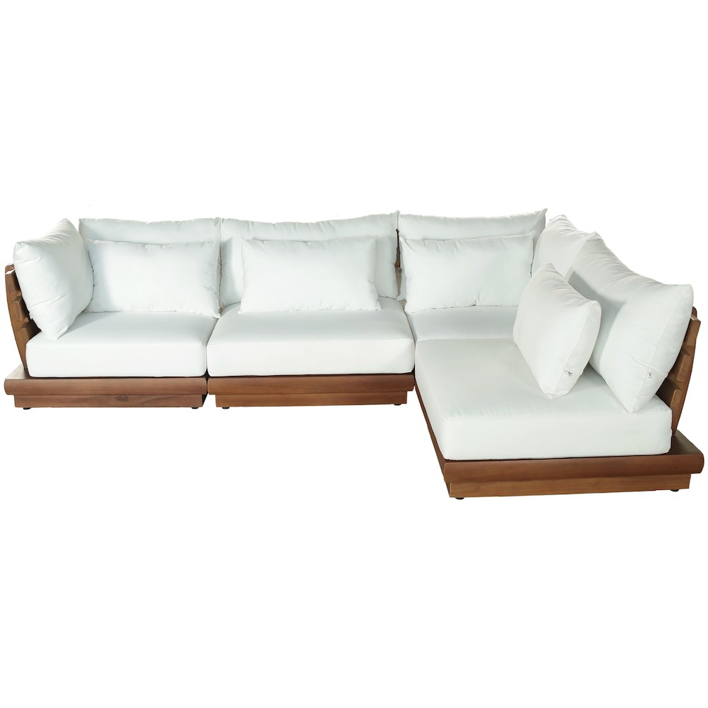 Mirella 113" White Water Resistant Fabric 4pc Patio Sectional. Picture 3