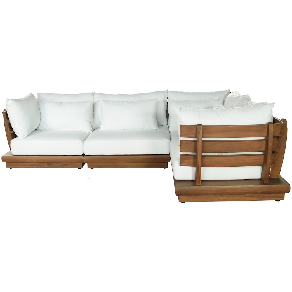 Mirella 113" White Water Resistant Fabric 4pc Patio Sectional. Picture 3