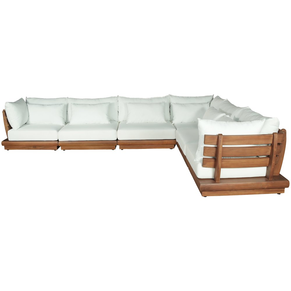 Mirella 150" White Water Resistant Fabric 6pc Patio Sectional. Picture 3