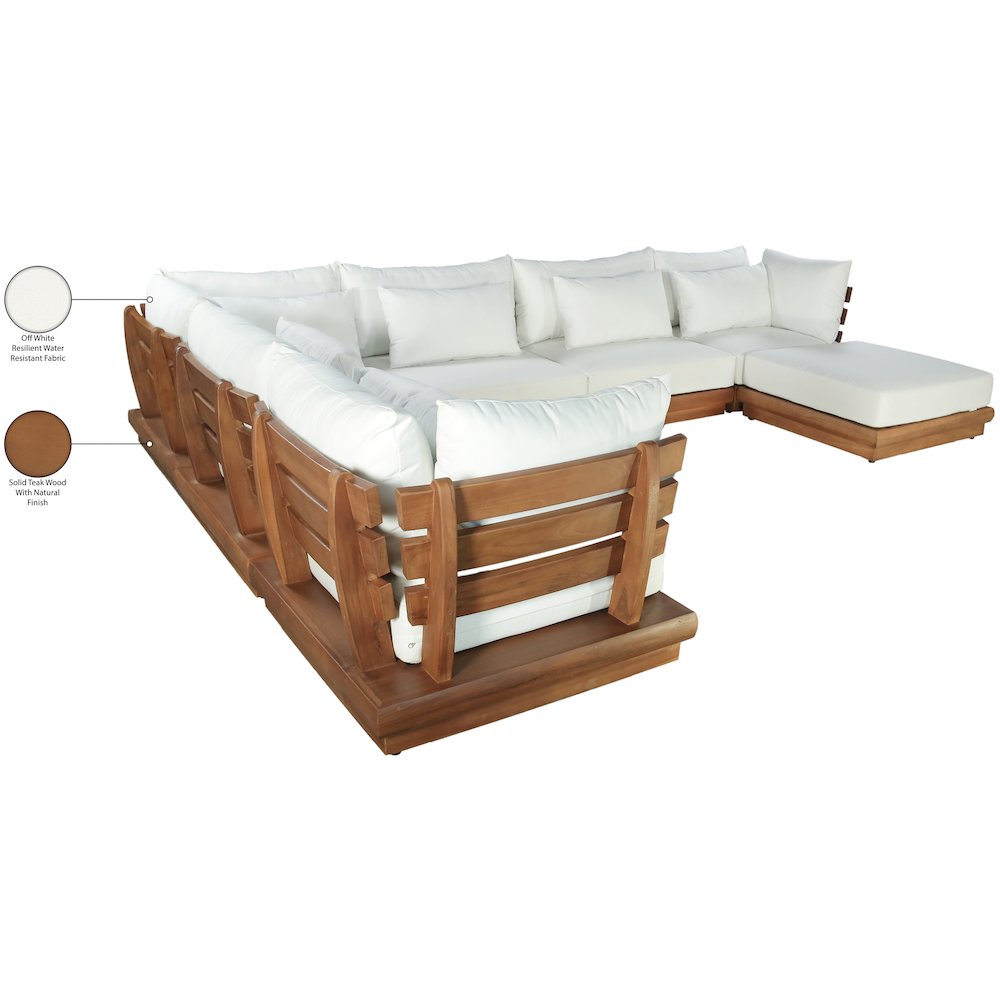 Mirella 150" White Water Resistant Fabric 7pc Patio Sectional. Picture 8