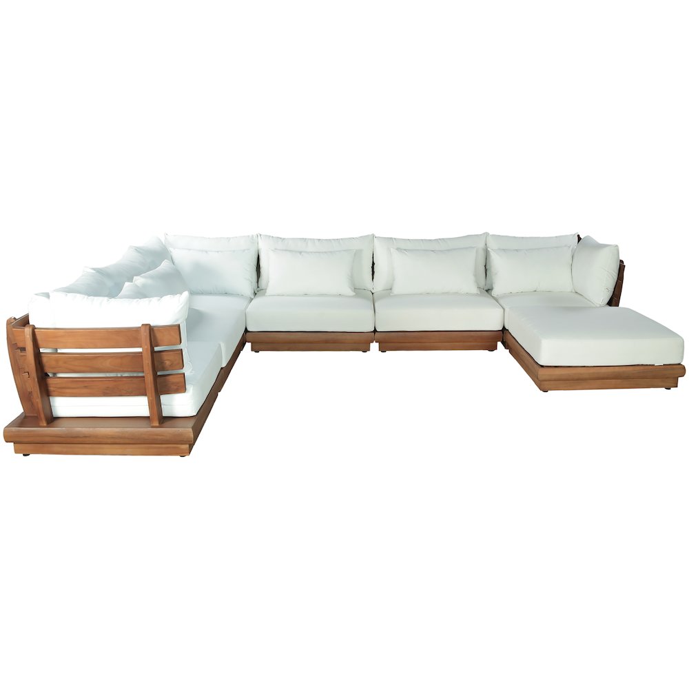 Mirella 150" White Water Resistant Fabric 7pc Patio Sectional. Picture 3