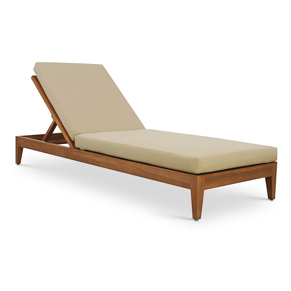 Mirella Tan Water Resistant Fabric Upholstered Outdoor Patio Chaise Lounge. Picture 1