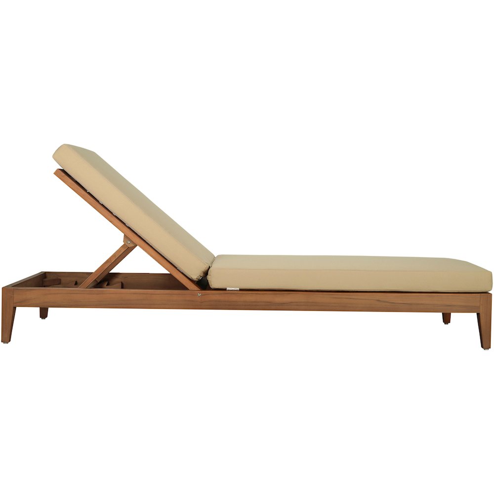 Mirella Tan Water Resistant Fabric Upholstered Outdoor Patio Chaise Lounge. Picture 3
