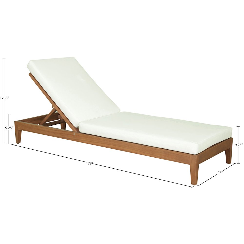 Mirella White Water Resistant Fabric Upholstered Outdoor Patio Chaise Lounge. Picture 10