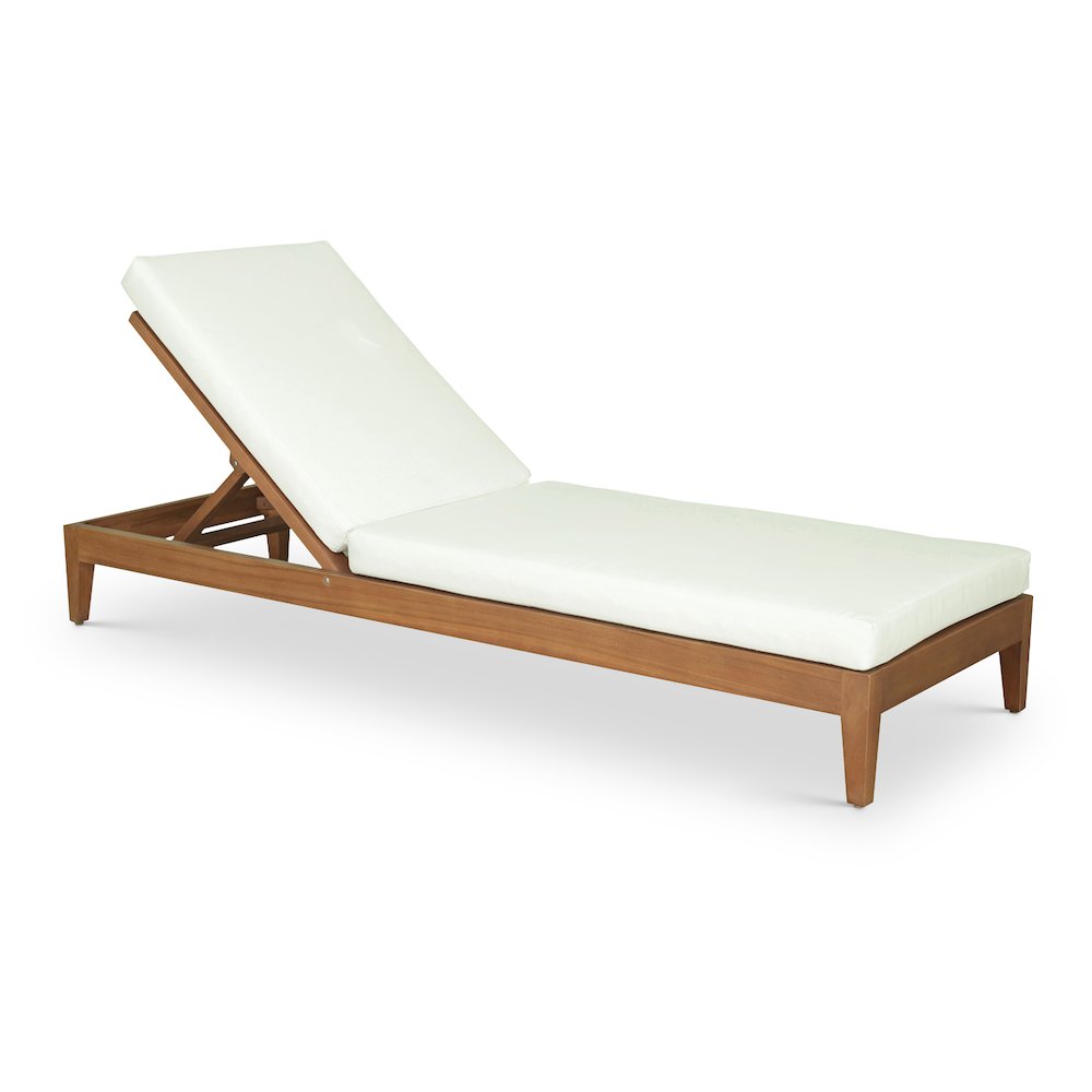 Mirella White Water Resistant Fabric Upholstered Outdoor Patio Chaise Lounge. Picture 1