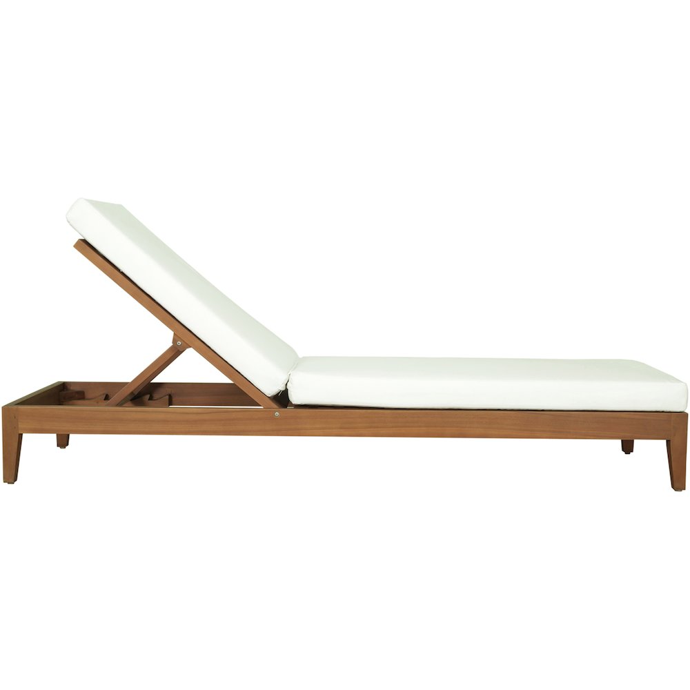 Mirella White Water Resistant Fabric Upholstered Outdoor Patio Chaise Lounge. Picture 3