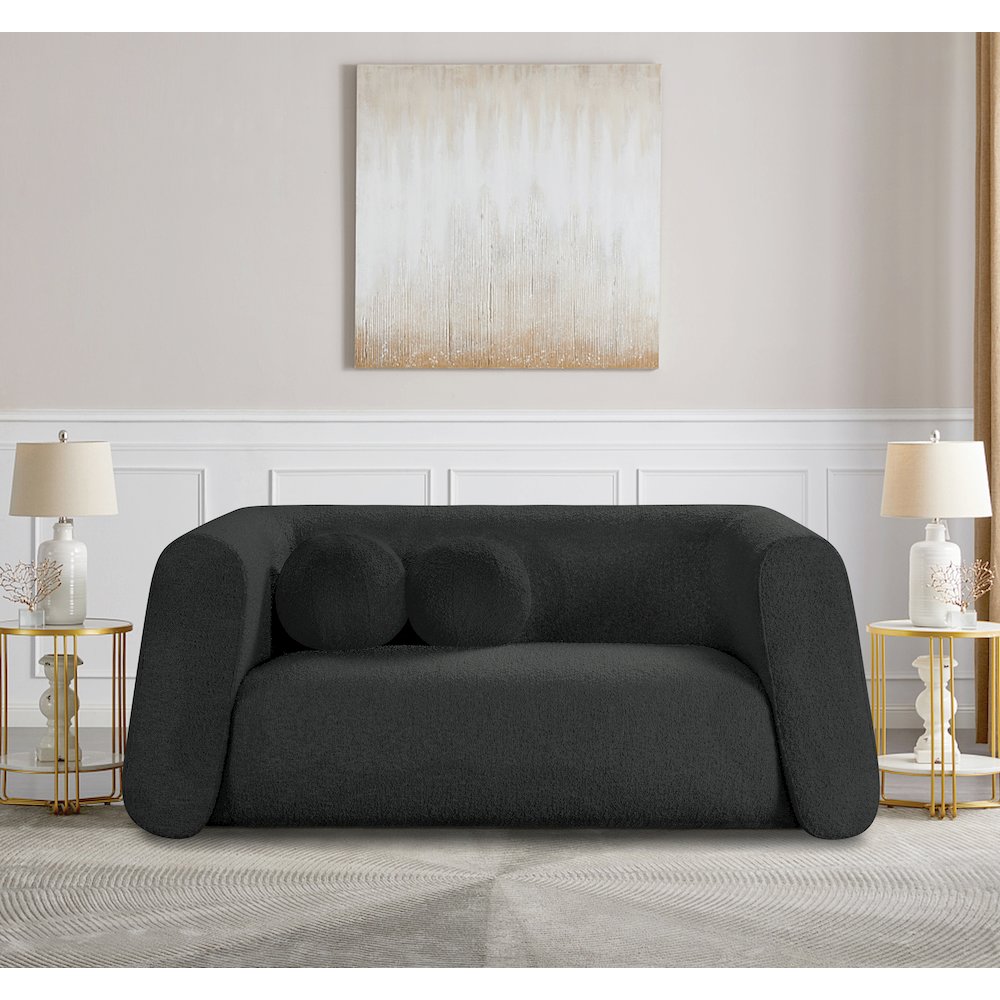 Abbington Black Boucle Fabric Loveseat. Picture 2