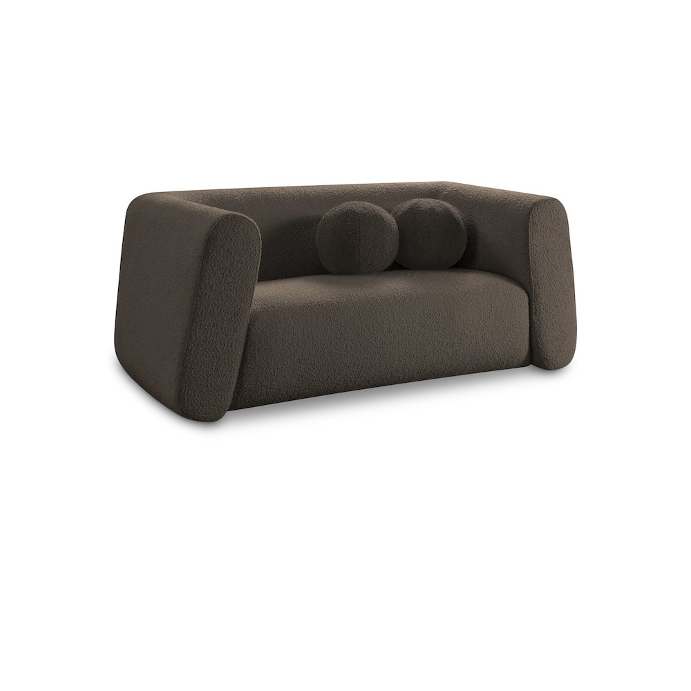 Abbington Brown Boucle Fabric Loveseat. Picture 1