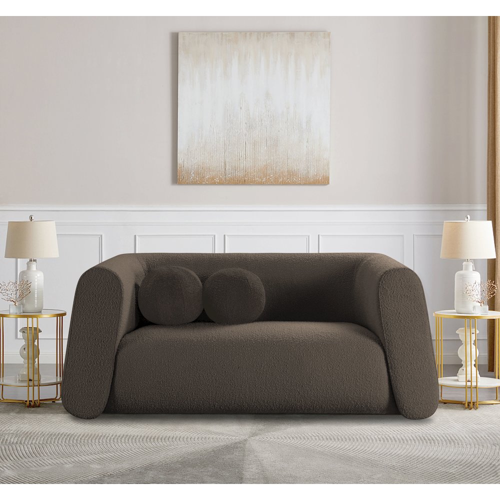 Abbington Brown Boucle Fabric Loveseat. Picture 2
