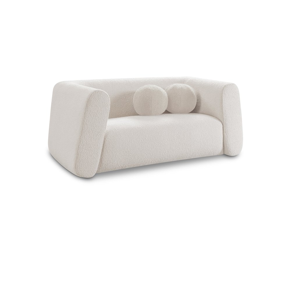 Abbington Cream Boucle Fabric Loveseat. Picture 1