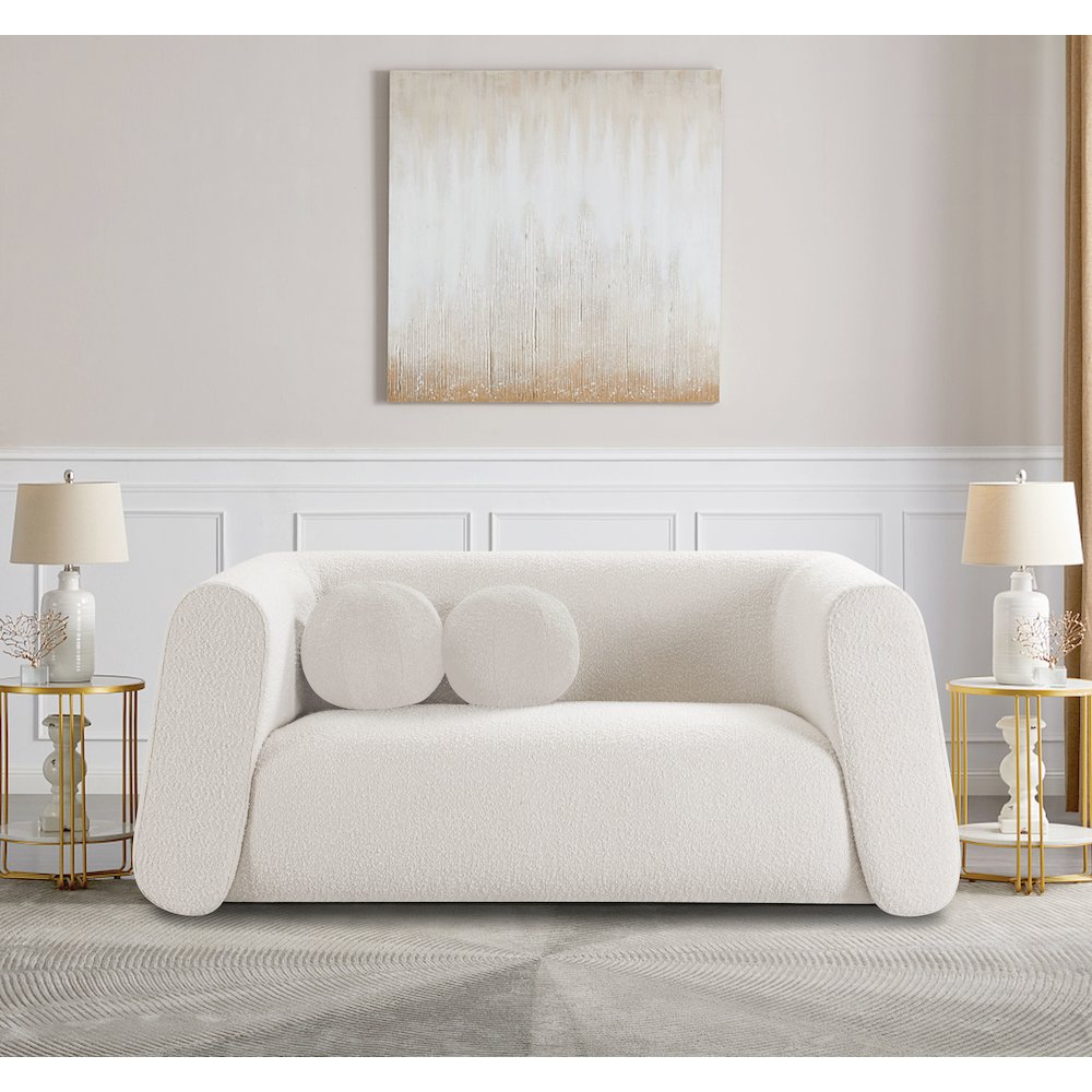 Abbington Cream Boucle Fabric Loveseat. Picture 2