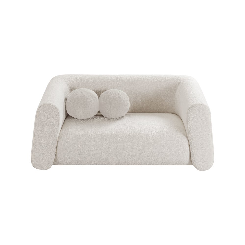 Abbington Cream Boucle Fabric Loveseat. Picture 5