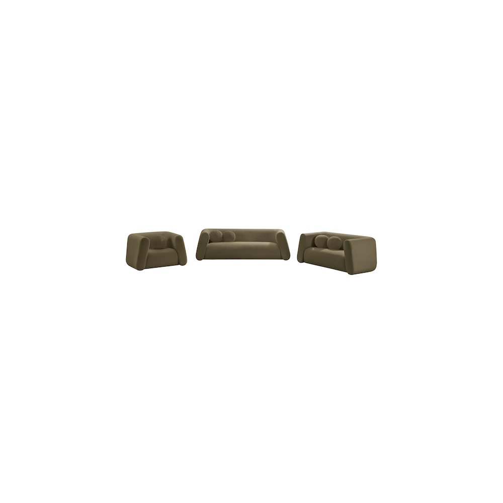 Abbington Olive Boucle Fabric Loveseat. Picture 15