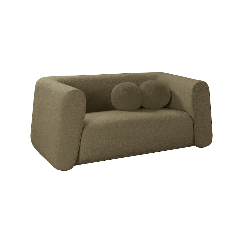 Abbington Olive Boucle Fabric Loveseat. Picture 3