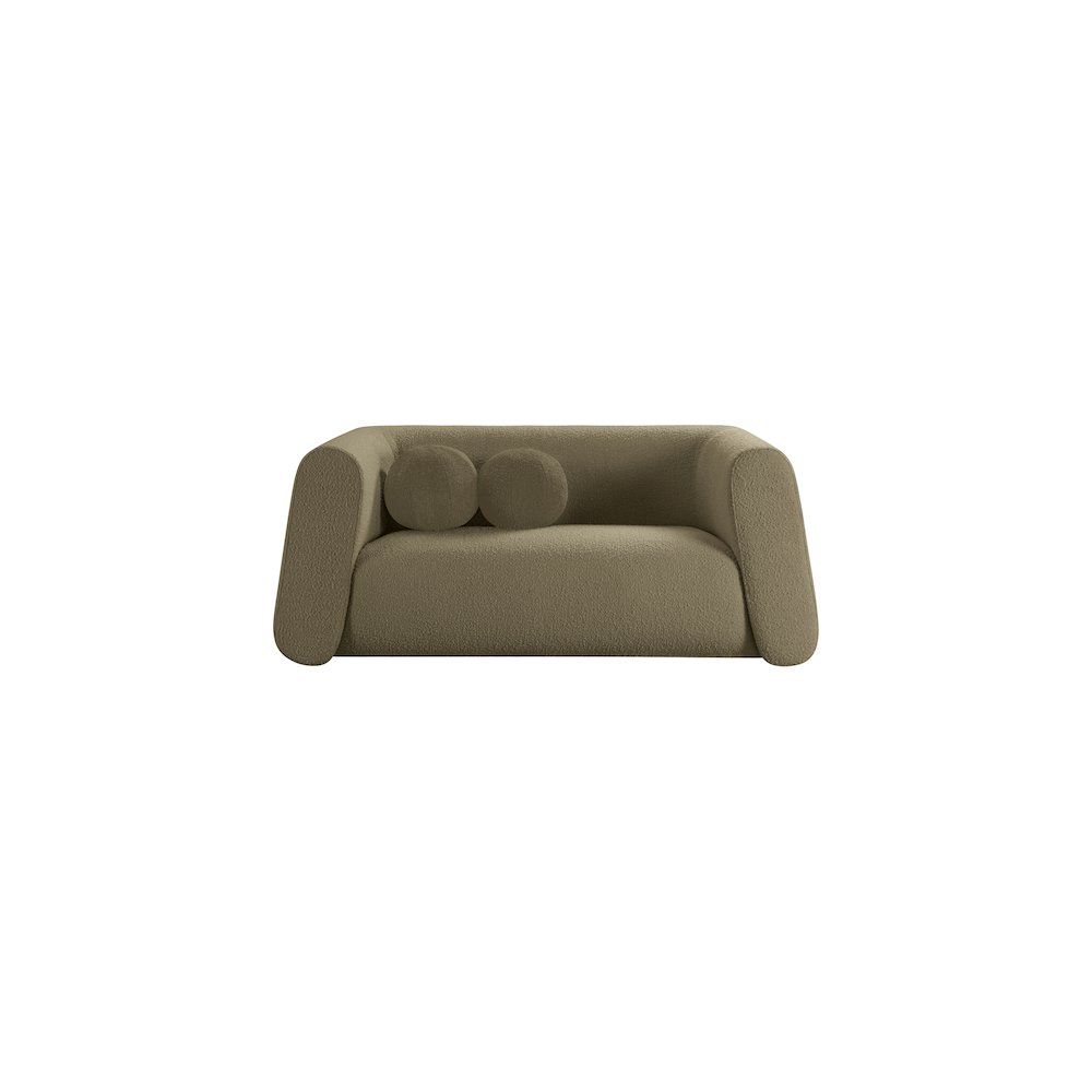 Abbington Olive Boucle Fabric Loveseat. Picture 4