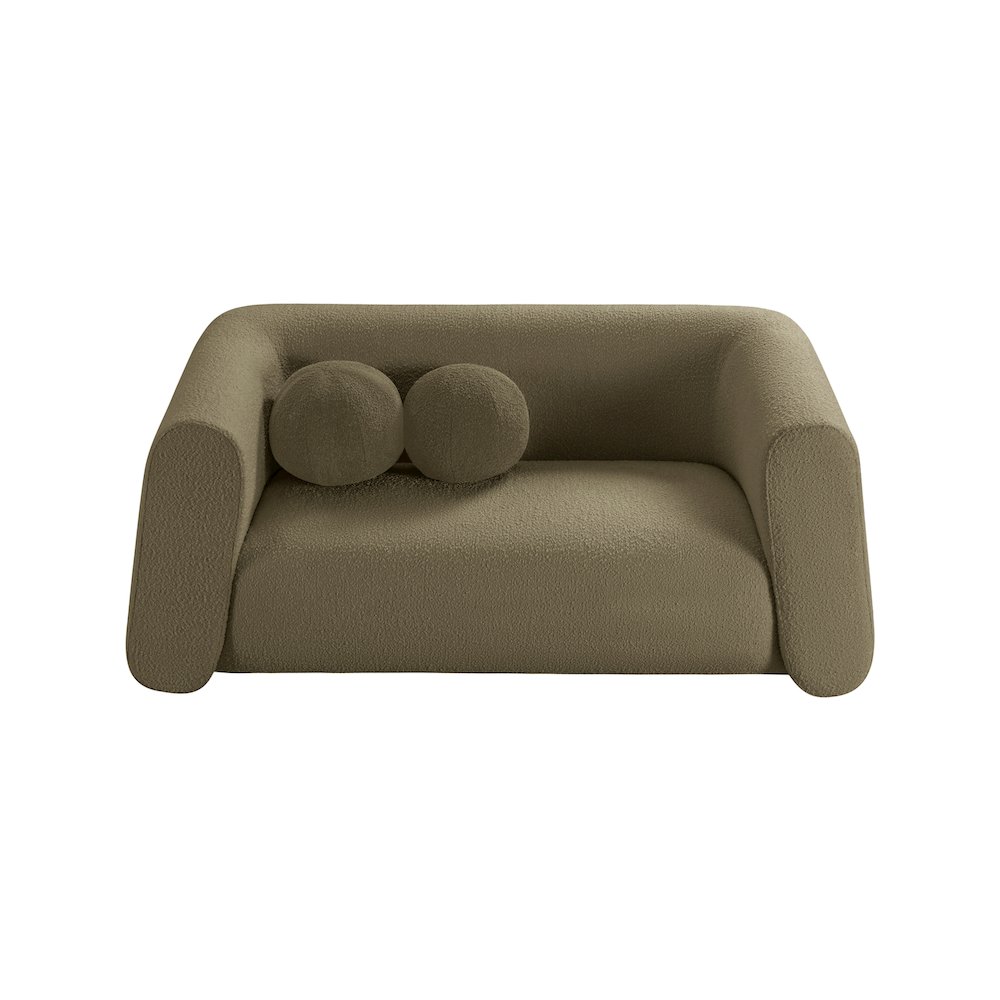 Abbington Olive Boucle Fabric Loveseat. Picture 5