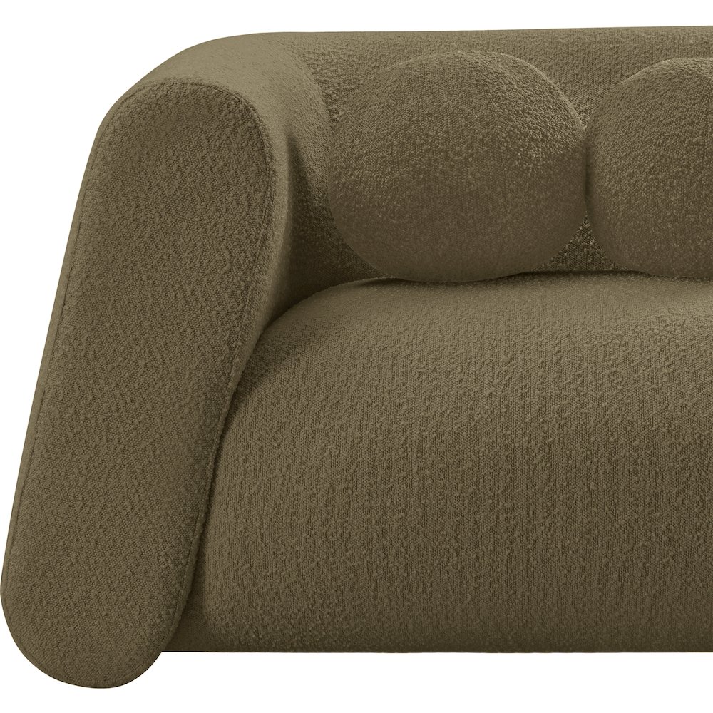 Abbington Olive Boucle Fabric Loveseat. Picture 9