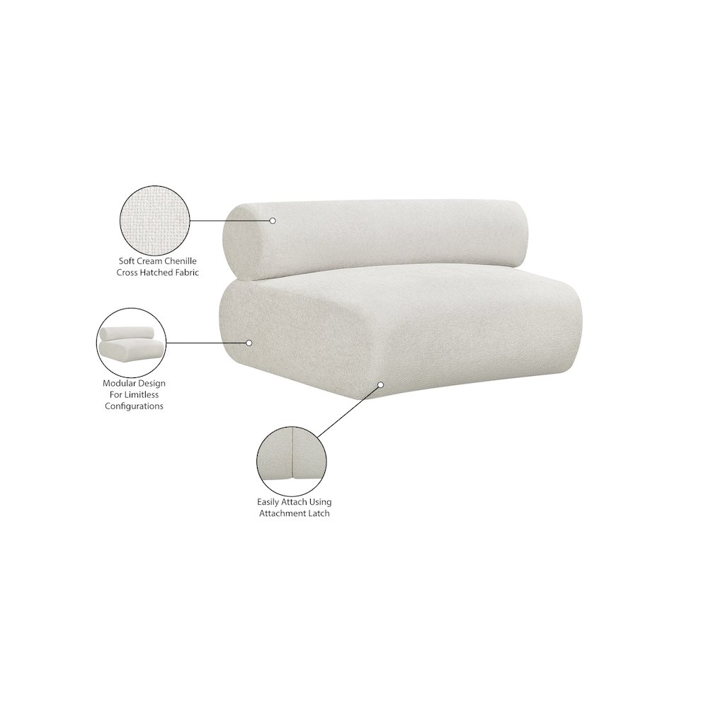 Bale Cream Chenille Fabric Modular Chair. Picture 11