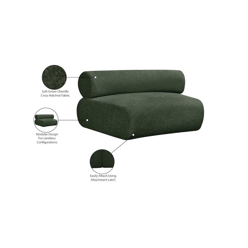 Bale Green Chenille Fabric Modular Chair. Picture 3