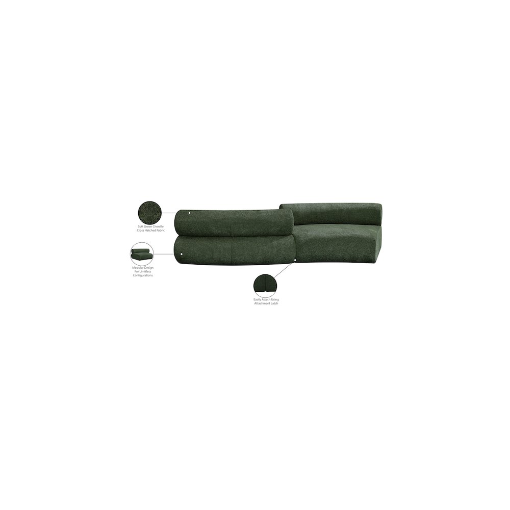 Bale Green Chenille Fabric Modular Sofa. Picture 11