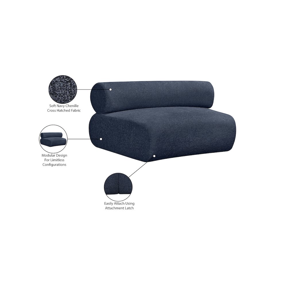 Bale Navy Chenille Fabric Modular Chair. Picture 3