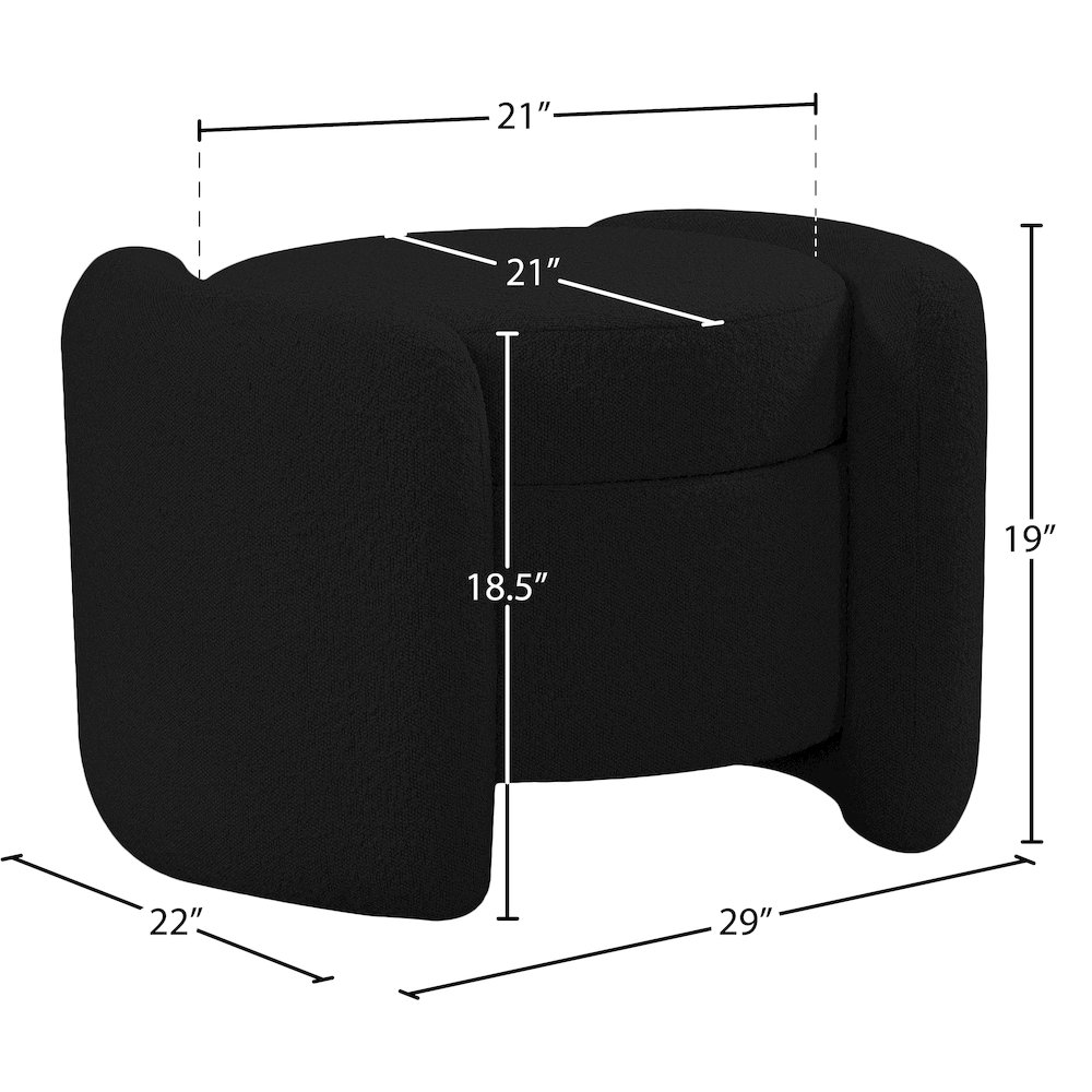 Horizon Black Boucle Fabric Ottoman. Picture 9