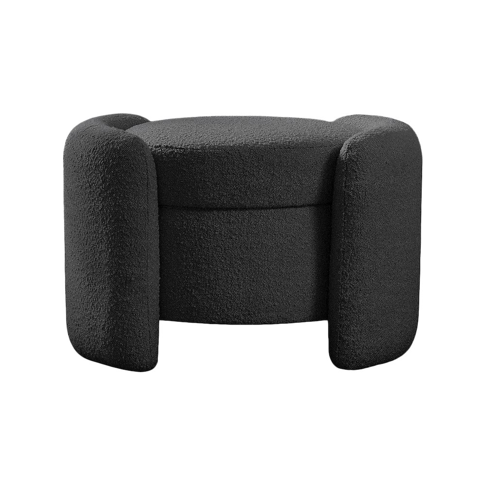 Horizon Black Boucle Fabric Ottoman. Picture 3