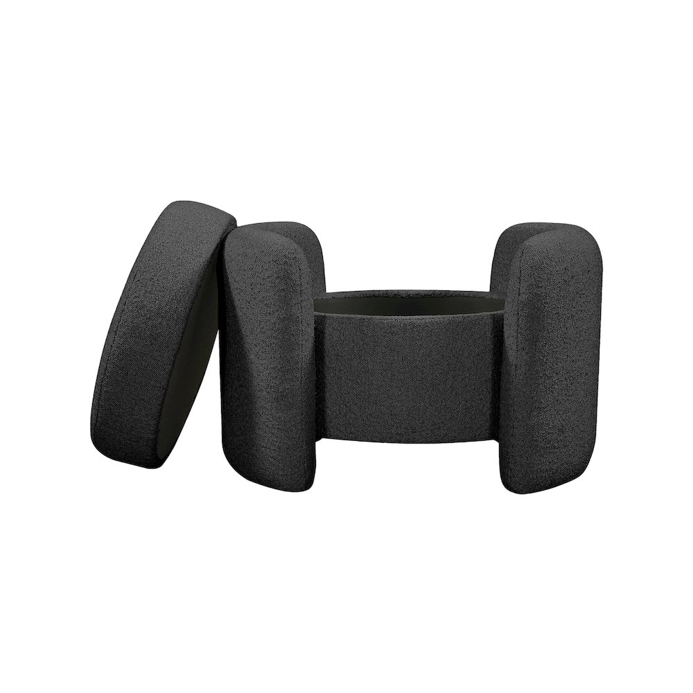 Horizon Black Boucle Fabric Ottoman. Picture 4