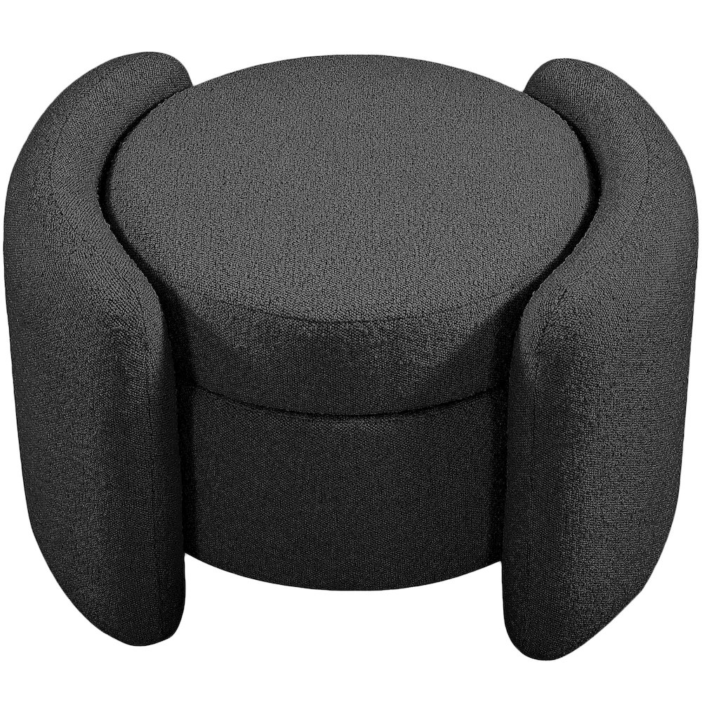 Horizon Black Boucle Fabric Ottoman. Picture 6