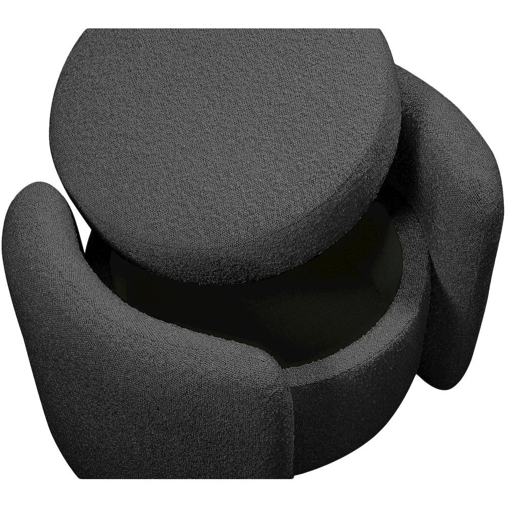 Horizon Black Boucle Fabric Ottoman. Picture 8