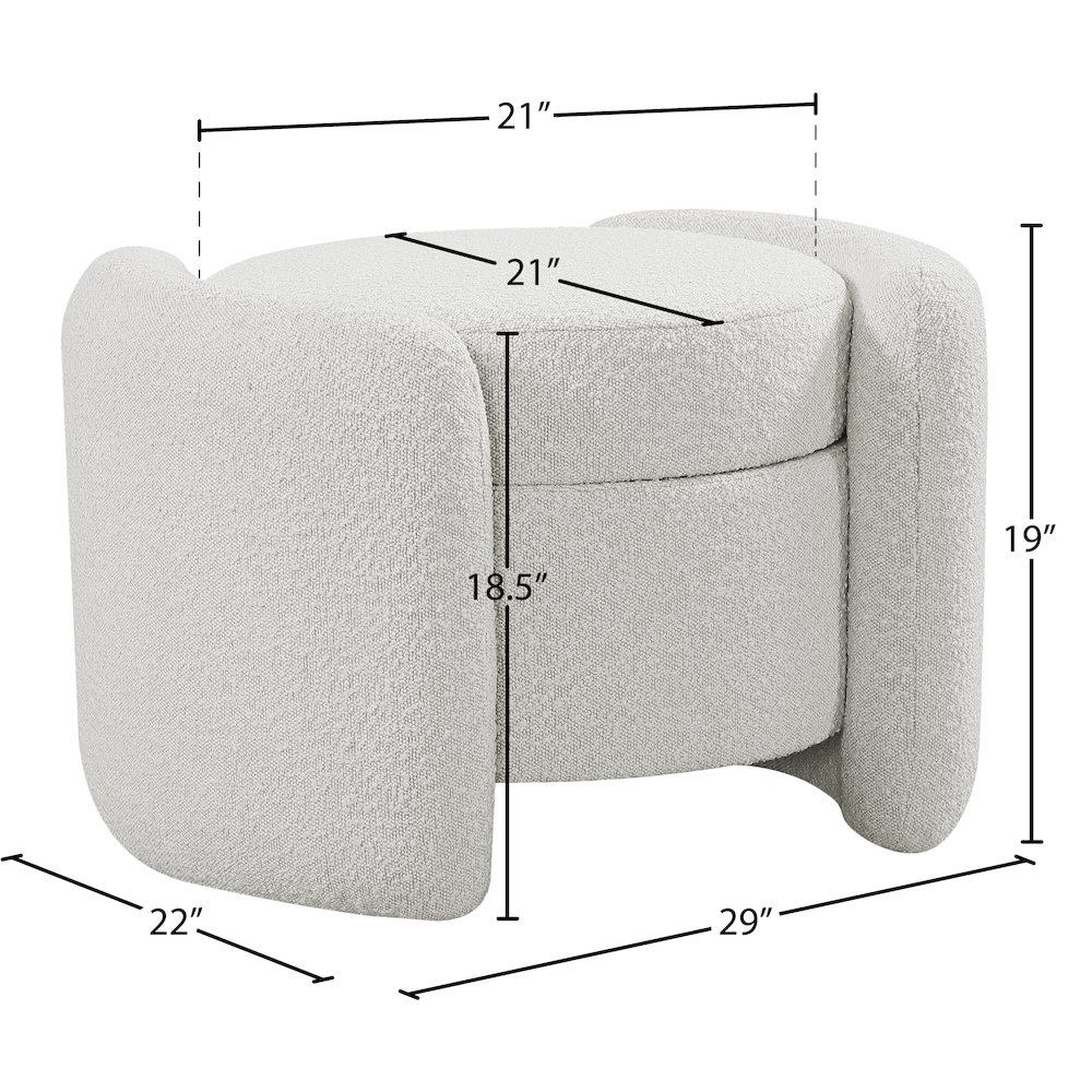 Horizon Cream Boucle Fabric Ottoman. Picture 9