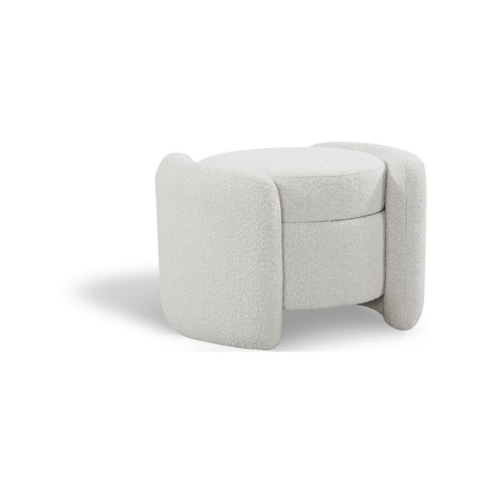 Horizon Cream Boucle Fabric Ottoman. Picture 1