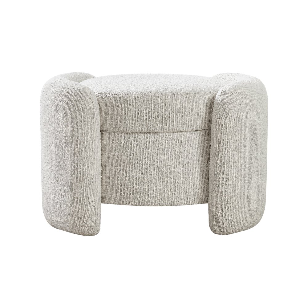 Horizon Cream Boucle Fabric Ottoman. Picture 3