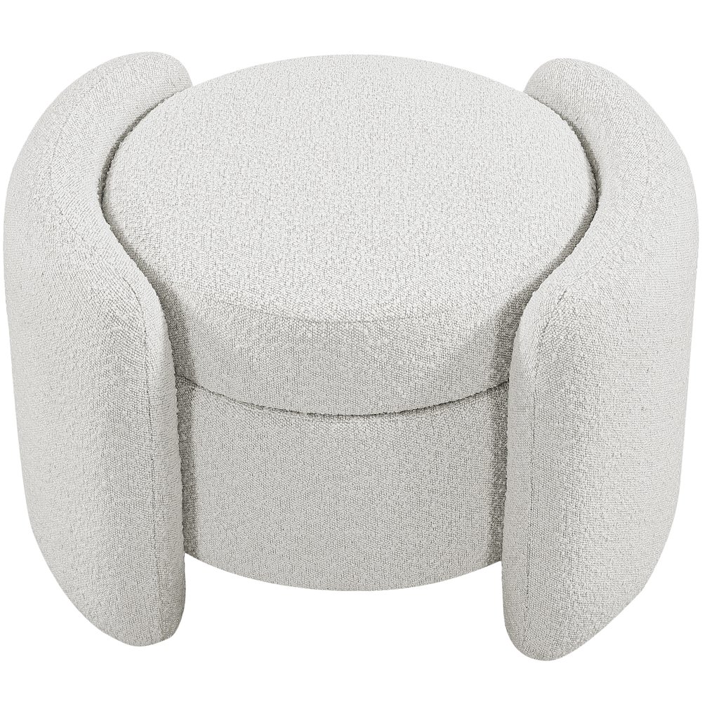 Horizon Cream Boucle Fabric Ottoman. Picture 6