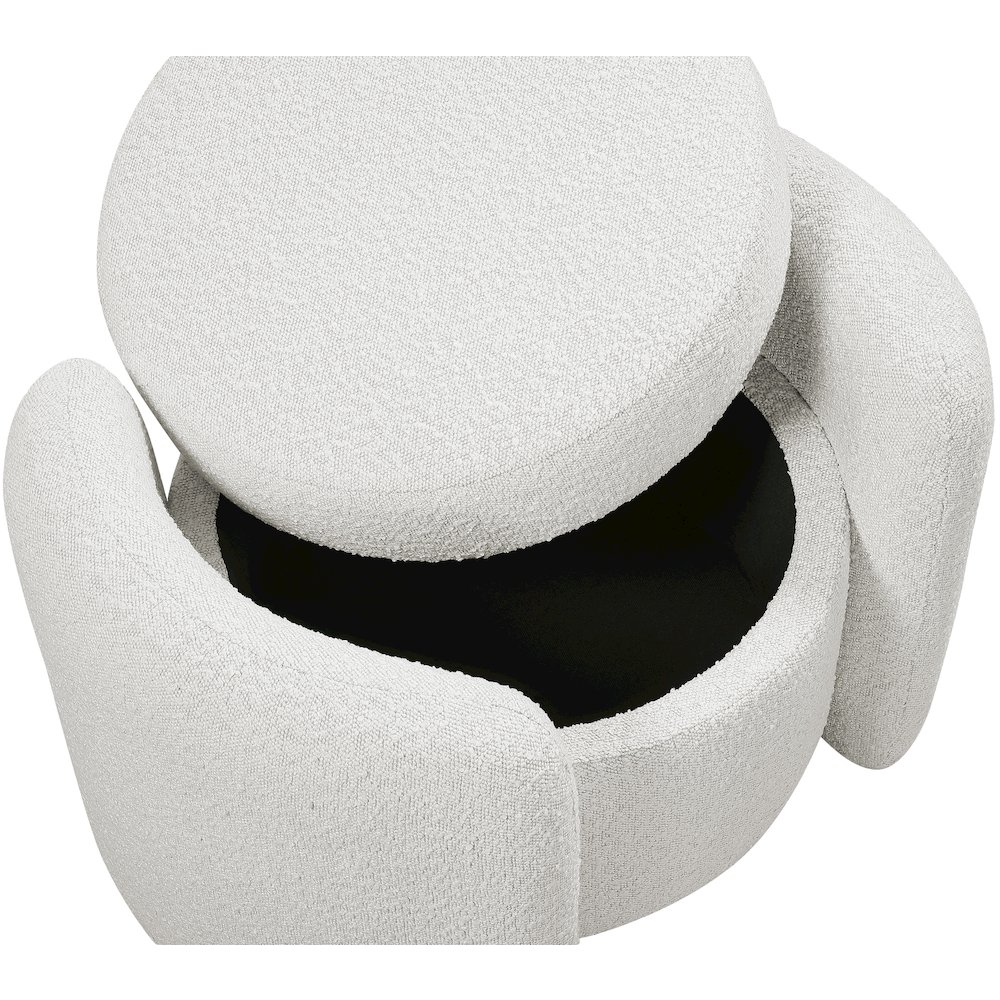 Horizon Cream Boucle Fabric Ottoman. Picture 8